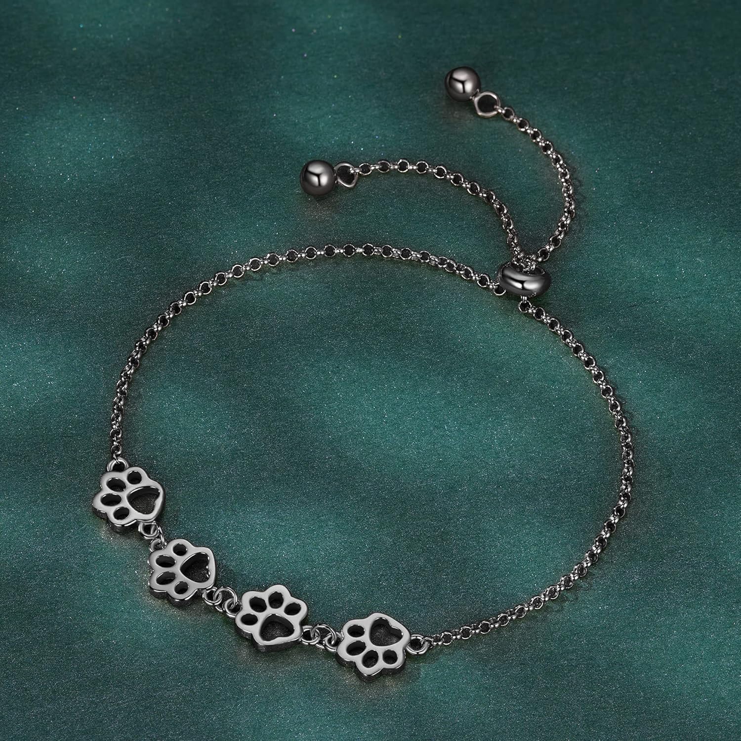 Sterling Silver Paw Print Bracelet – Adjustable Fit - Image 9