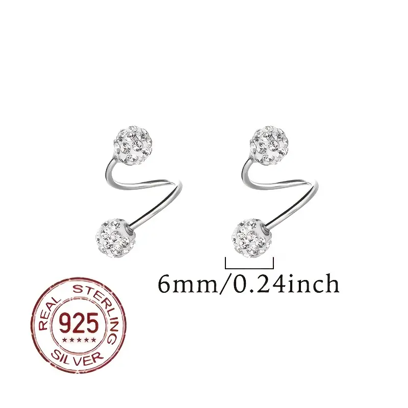 Super Shiny Double Head Spiral Zirconia Earrings - Image 3