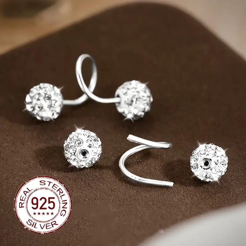 Super Shiny Double Head Spiral Zirconia Earrings - Image 5