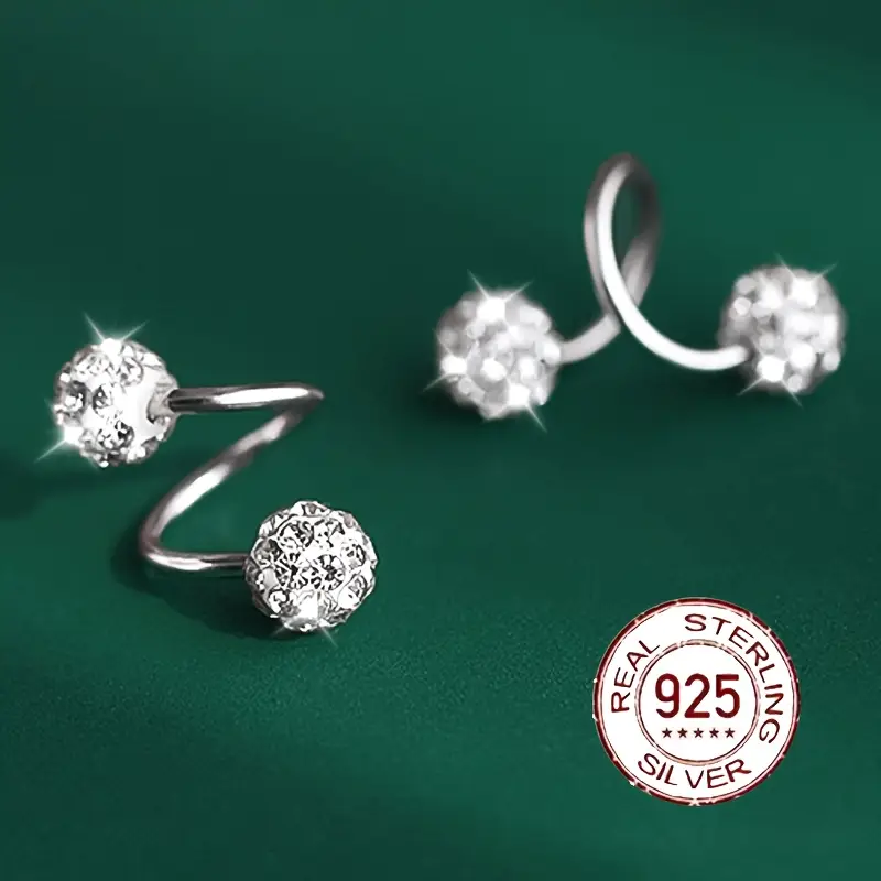 Super Shiny Double Head Spiral Zirconia Earrings - Image 6