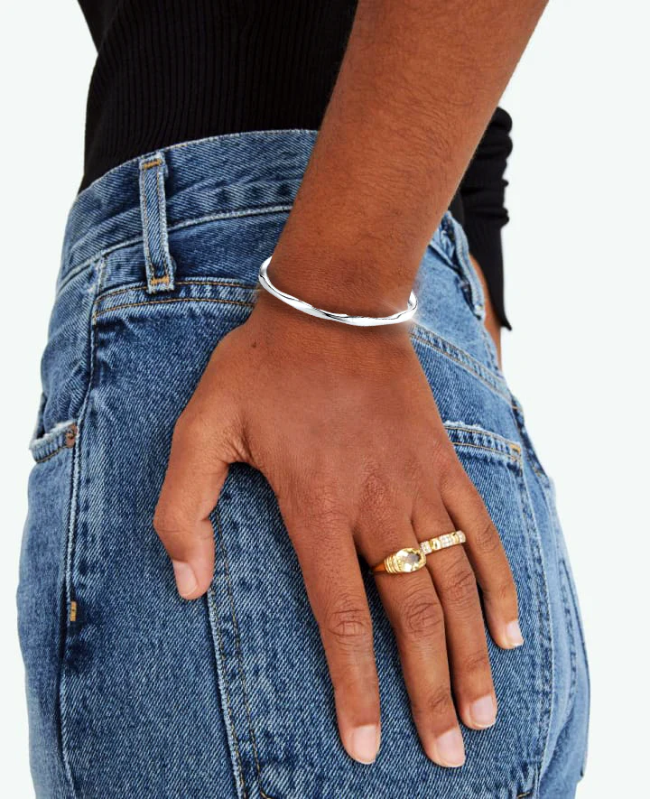 Thick Adjustable Irregular 925 Silver Bracelet - Image 3