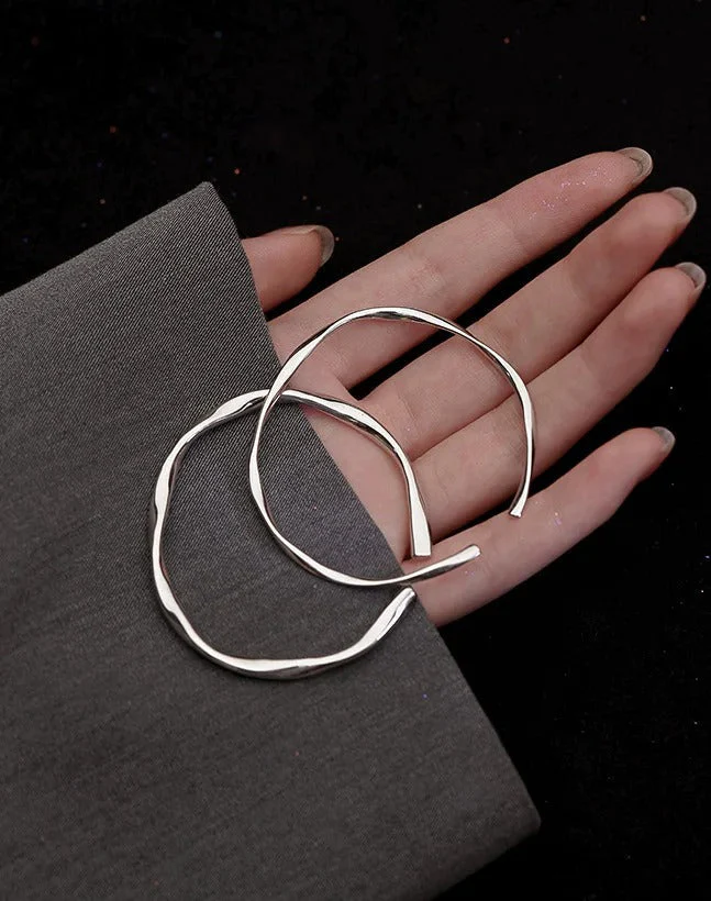 Thick Adjustable Irregular 925 Silver Bracelet - Image 4