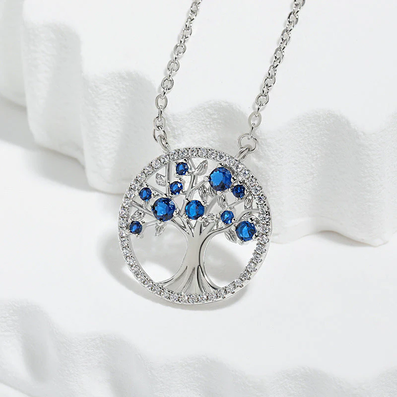 Tree of Life Sapphire Necklace | White Gold - Image 2