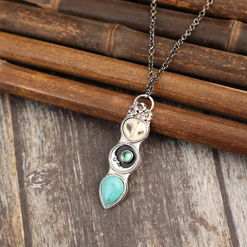 Turquoise Owl Wisdom Bar Necklace - Image 3