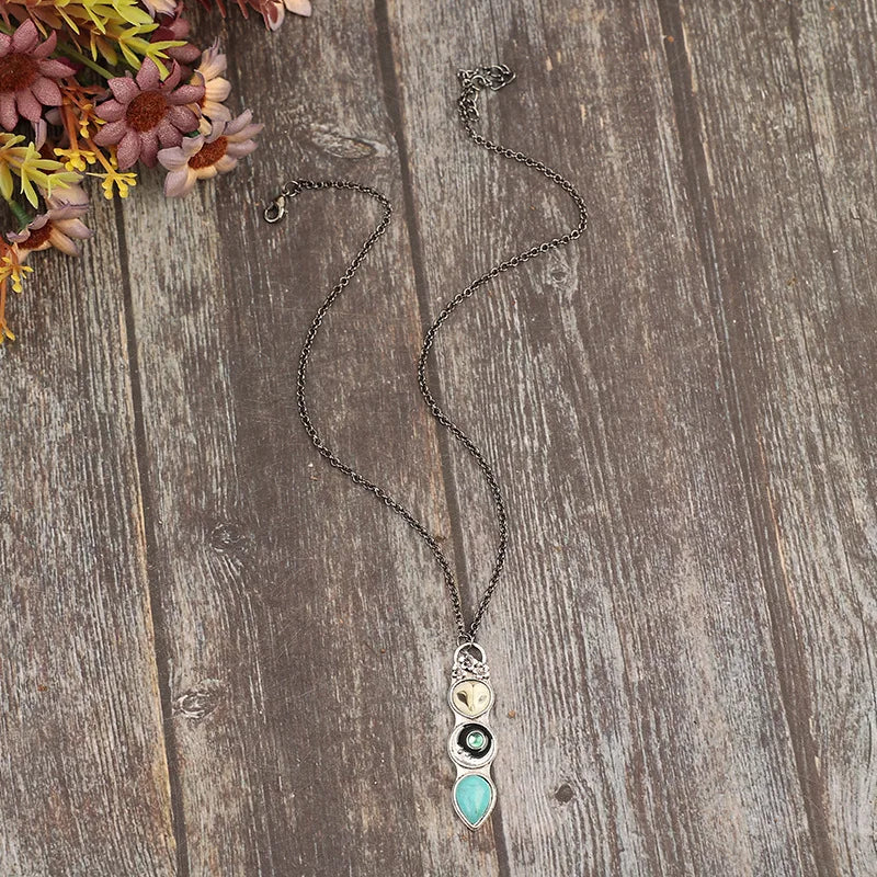 Turquoise Owl Wisdom Bar Necklace - Image 4