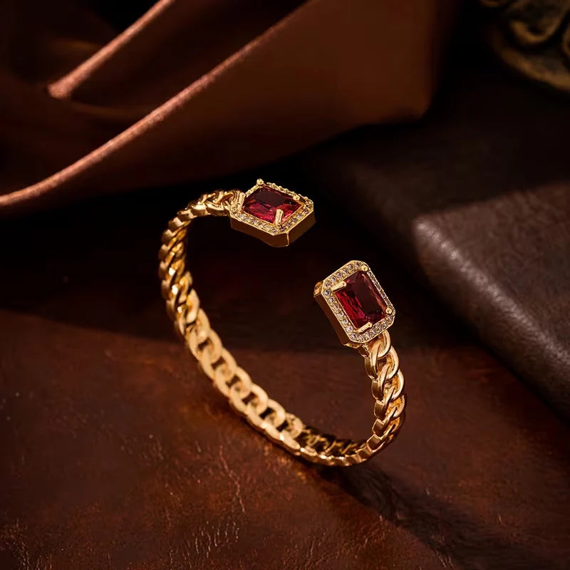 Veloria Ruby Open Bracelet | Gold - Image 3
