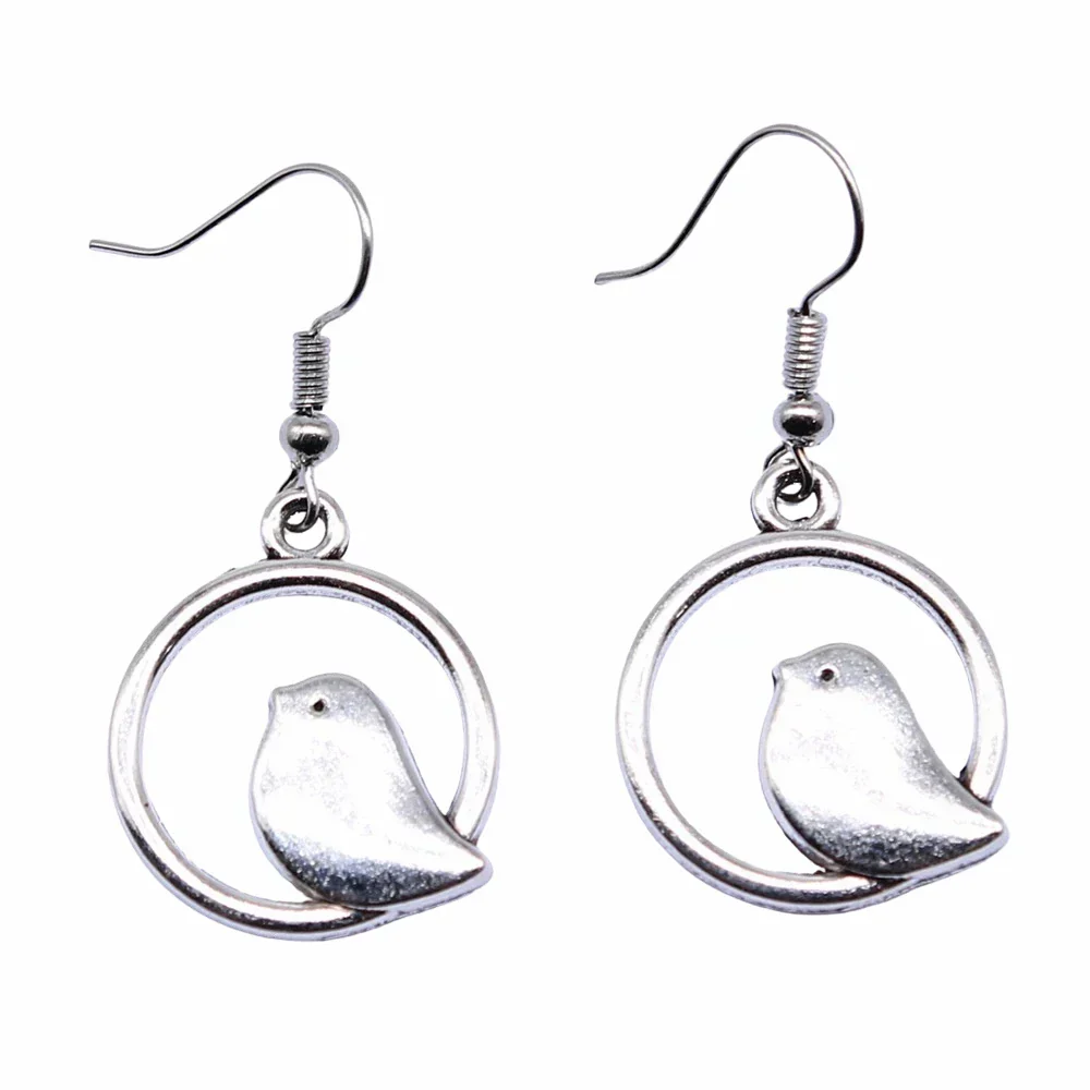 Vintage Bird Charm Drop Earrings – Handmade Boho Jewelry - Image 2