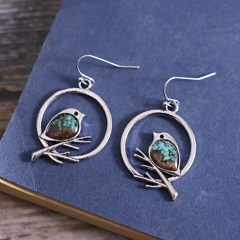 Vintage Bird on Branch Earrings – Symbol of Freedom & Serenity - Image 2