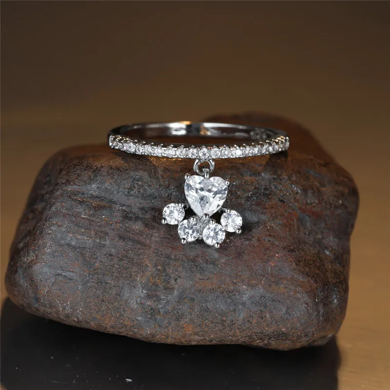 Vintage Cat Paw & Heart Stone Ring – Gold & Silver Tone - Image 3