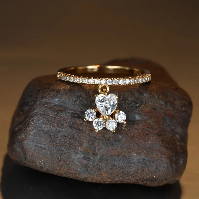Vintage Cat Paw & Heart Stone Ring – Gold & Silver Tone - Image 4