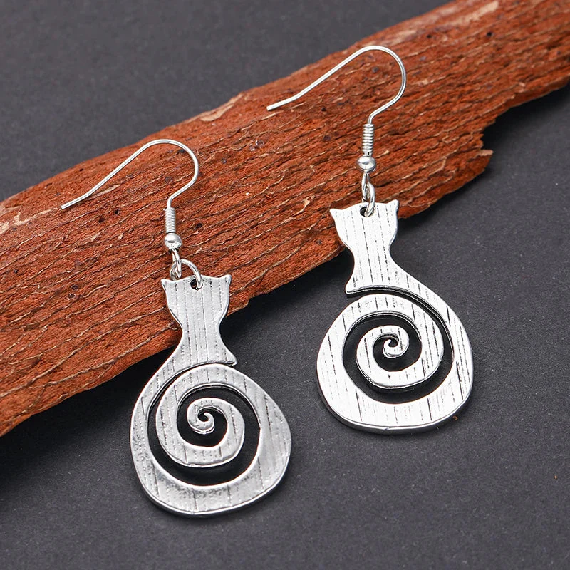 Vintage Cat Spiral Earrings - Image 3
