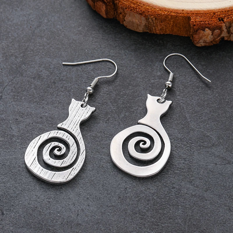Vintage Cat Spiral Earrings - Image 5