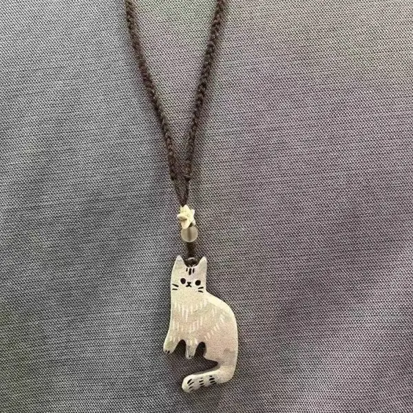 Vintage Cat Star Pendant Necklace - Image 7