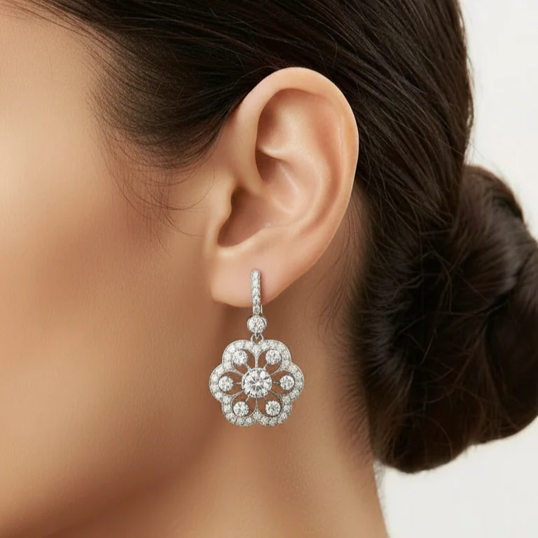 Vintage Crystal Mandala Earrings - Image 2