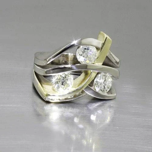 Vintage Gold and Silver Zirconia Ring