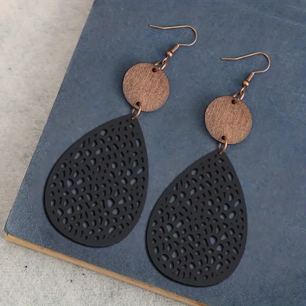 Vintage Leather Hanging Earrings - Image 6