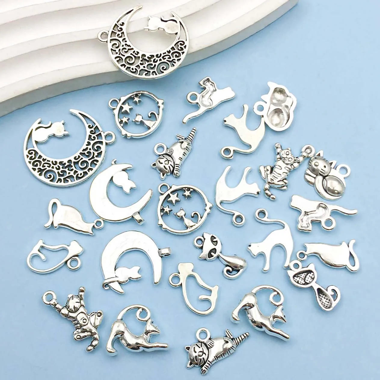 Vintage Silver Cat Charms Collection - Image 2