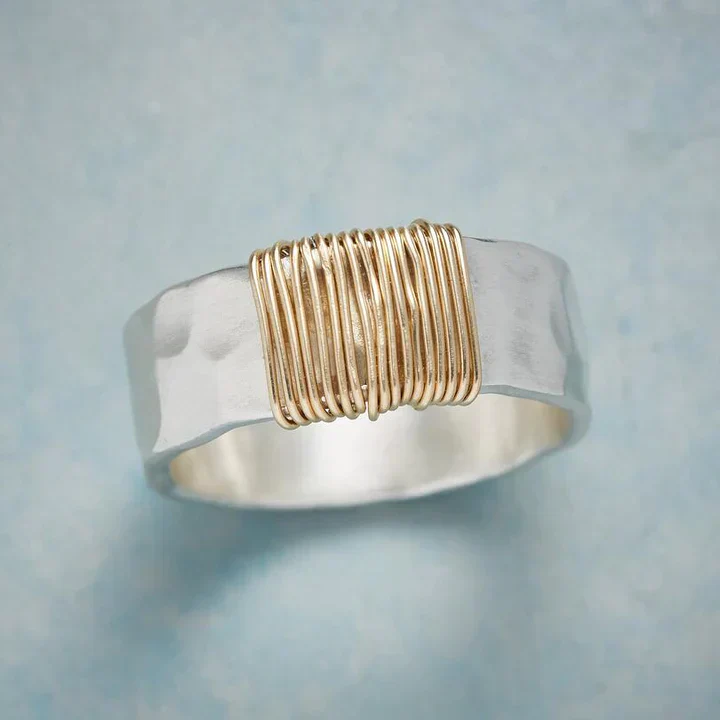 Vintage Silver Gold Thread Ring
