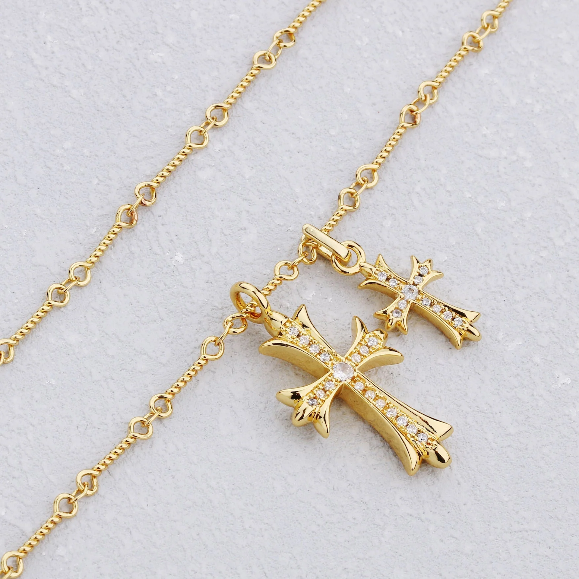 Vivori Double Cross Necklace - Image 2