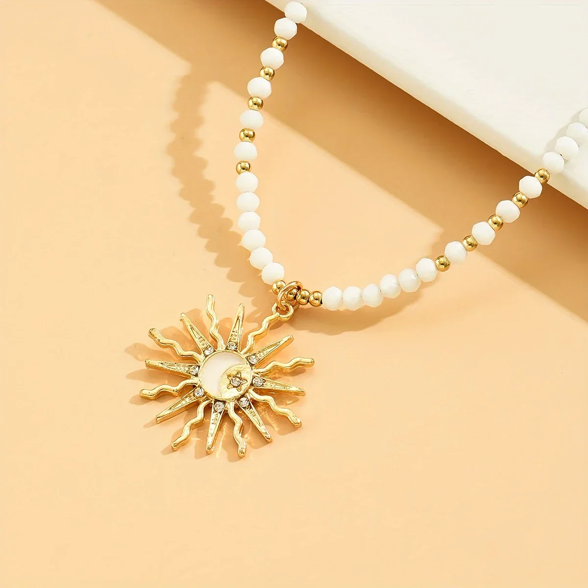 Waterproof Bohemian Style Gold Sun Necklace - Image 3