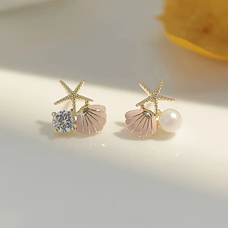 Waterproof Designer Starfish and Shell Earrings - Image 3